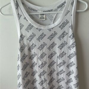 VS Pink White Black Pink Logo Tank Top M